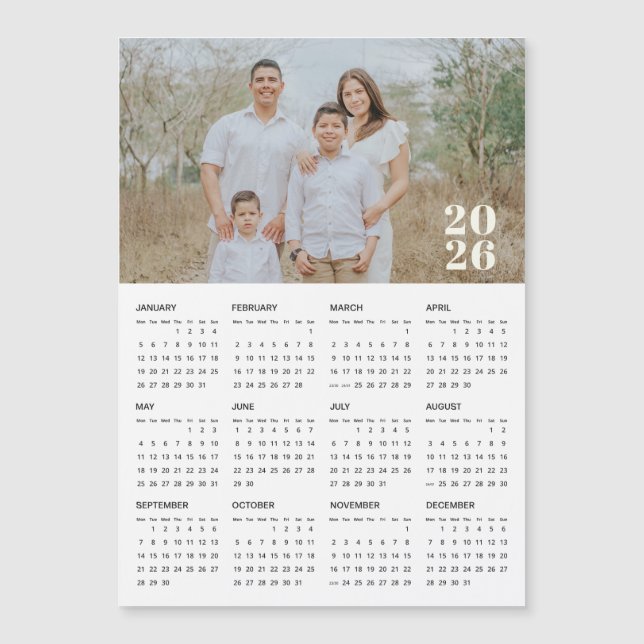 Calendário Magnético de Fotografias Personalizado  (Frente)
