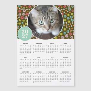 Calendário Magnético de Fotos Floral Retro 2027 Pe