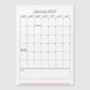 Calendário Magnético de Janeiro de 2025
