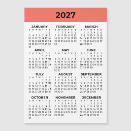 Calendário Magnético de Laranja Coral de Vista Anu