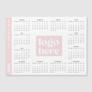 Calendário Magnético de Logotipo Empresarial Rosa 
