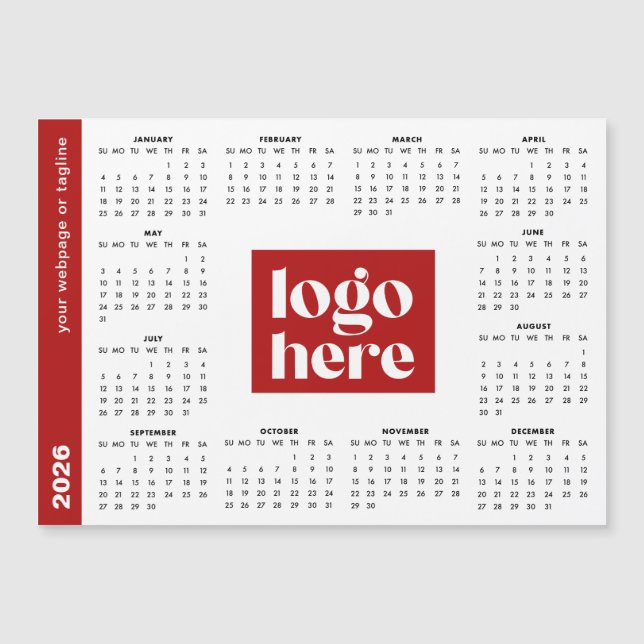 Calendário Magnético de Logotipo Empresarial Verme (Frente)