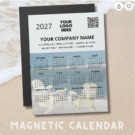 Calendário Magnético de Praia 2027 com Código QR d
