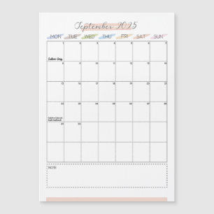 Calendário Magnético de Setembro de 2025