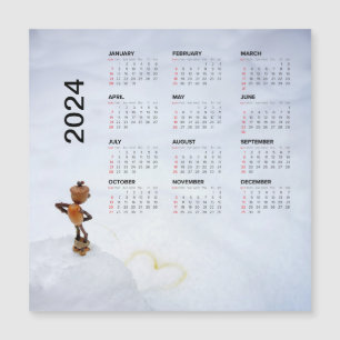 Calendário magnético divertido 2024 no frigorífico