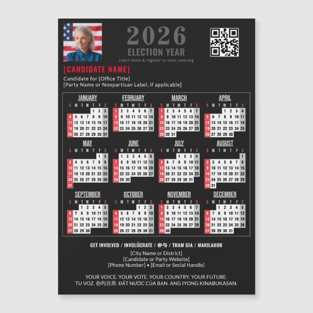 Calendário Magnético do Código QR 2026 da Campanha (Frente)