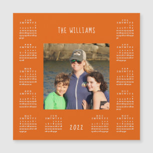 Calendário Magnético Laranja de Foto da Família