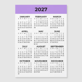 Calendário Magnético Lavanda de 2027 Vista Anual