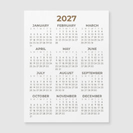 Calendário Magnético Marrom Bege Simples Básico 20