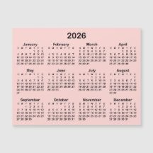 Calendário Magnético Minimalista Bege e Preto 2026
