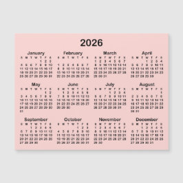 Calendário Magnético Minimalista Bege e Preto 2026