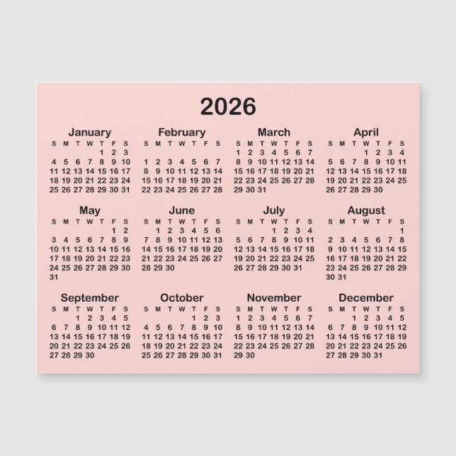 Calendário Magnético Minimalista Bege e Preto 2026 (Frente)