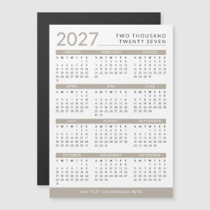 Calendário Magnético Personalizado 2027 Bege e Bra