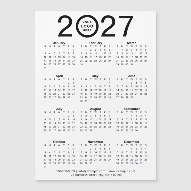 Calendário Magnético Personalizado 2027 Com Logoti (Frente)