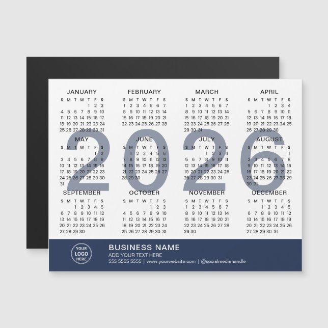 Calendário Magnético Personalizado para Negócios 2 (Frente/Verso)