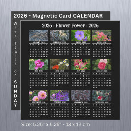 Calendário magnético preto de Flor personalizada d
