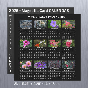 Calendário magnético preto de Flor personalizada d