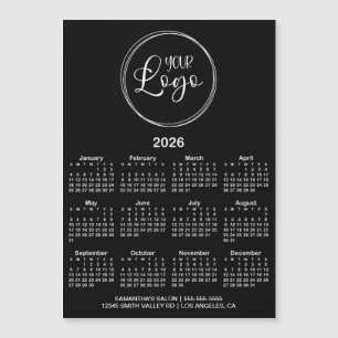 Calendário Magnético Preto e Branco Logo 2026
