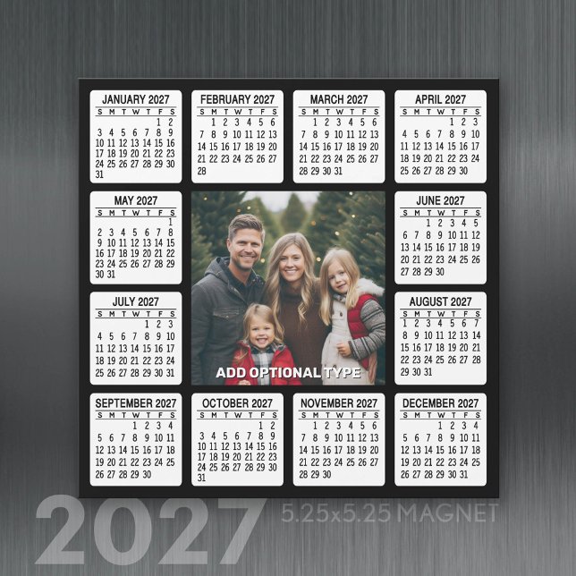 Calendário Magnético Quadrado 2027 com Foto (2027 calendar magnet)