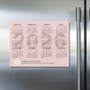 Calendário Magnético Rosa de Negócios 2026 com Log