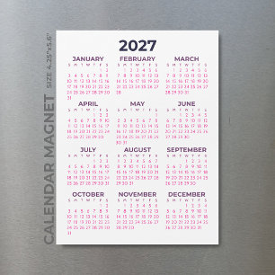 Calendário Magnético Rosa Feminino Simples 2027