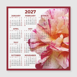 Calendário Magnético Rosa Floral Minimalista 2027