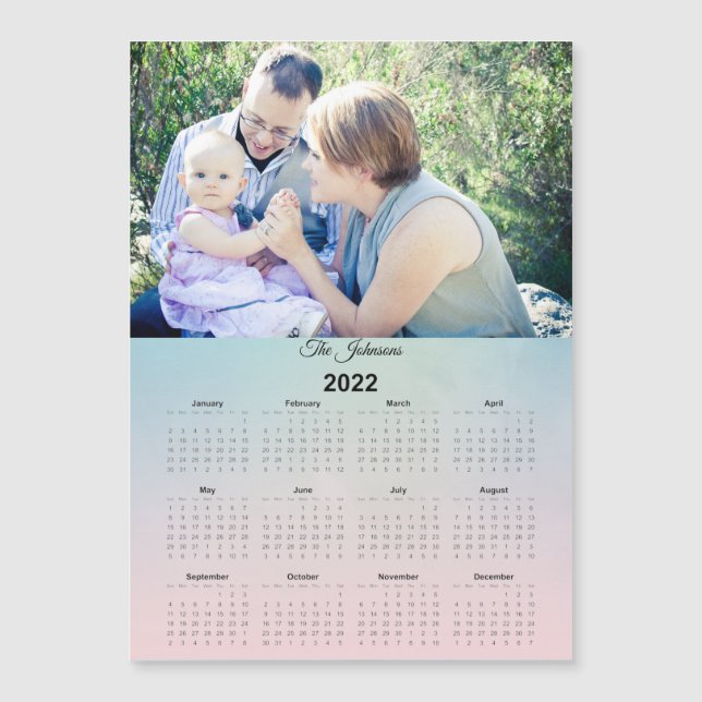 Calendário Magnético Verde de Foto Personalizado d (Frente)