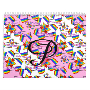 Calendário Mandala de Arco-Íris Monograma Orgulho - Geométric