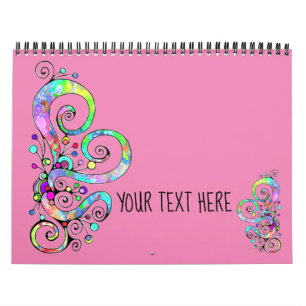 Calendário Mão Cardíaca Espiral Pintada Design 1