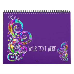Calendário Mão Cardíaca Espiral Pintada Design 2