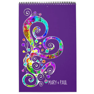 Calendário Mão Cardíaca Espiral Pintada Design 2