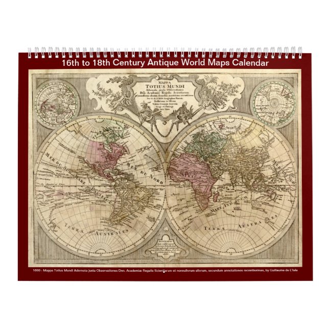 Calendário Mapas do Mundo Antiquado - Século XVI a Século XVI (Capa)