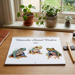 Calendário Maravilhas de Aquarela Animal, personalizadas
