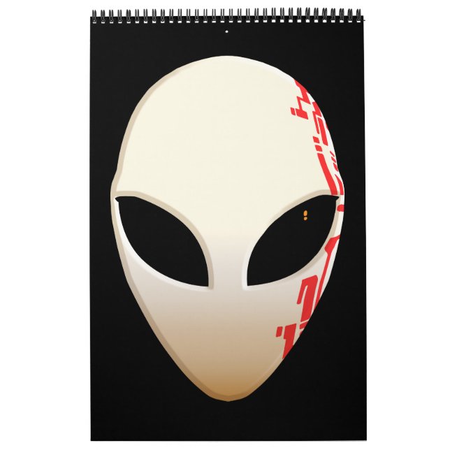 Calendário Máscara Alien com Marcações Futuristas (Capa)