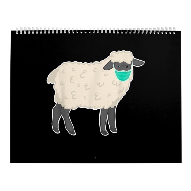 Calendário Máscara de Visto simples de ovelhas | Bonito prese (Capa)