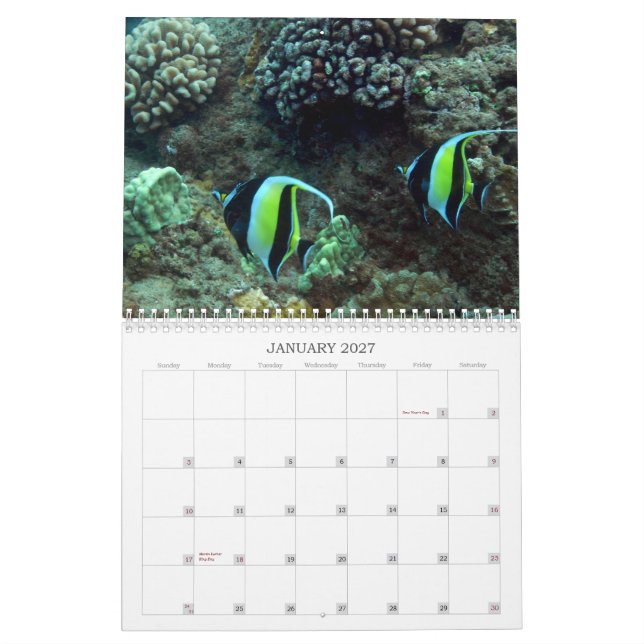 Calendário Maui subaquático (Jan 2027)