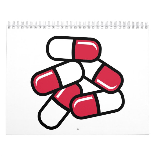 Calendário Medicina vermelha dos comprimidos (Capa)