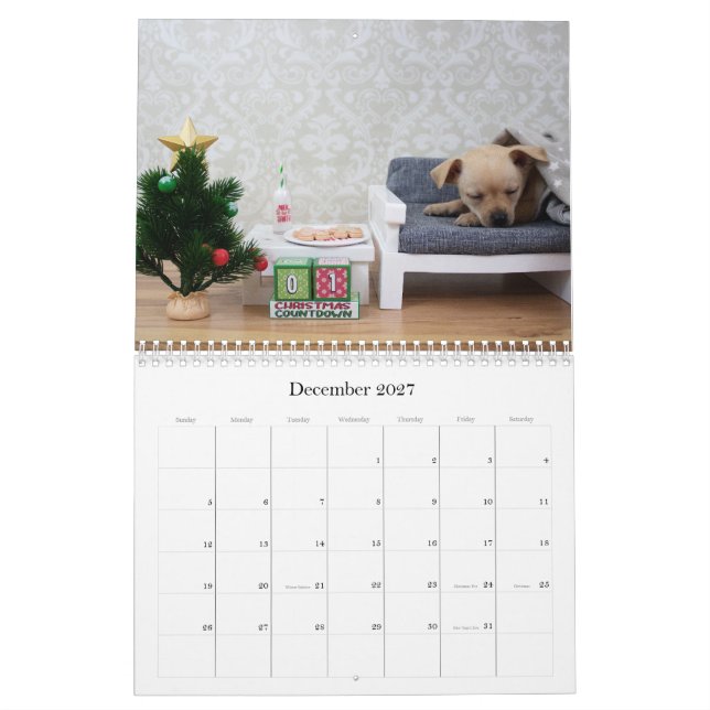 Calendário médio de duas páginas, branco (Dez 2027)