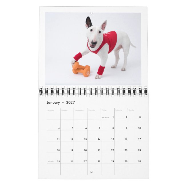 Calendário médio de duas páginas, branco (Jan 2027)