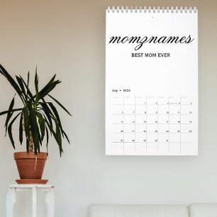 Calendário Melhor Mãe Personalizada Nome De Caligrafia