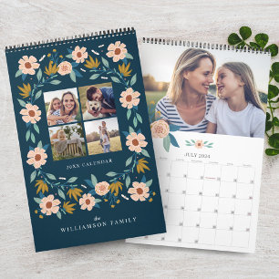 Calendário Memórias da Família de Colagem de Fotos do Elegant