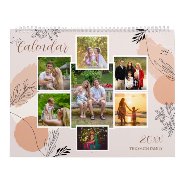 Calendário Memórias da Família Floral Personalização de Fotog (Capa)