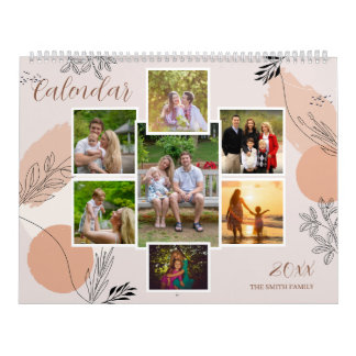 Calendário Memórias da Família Floral Personalização de Fotog