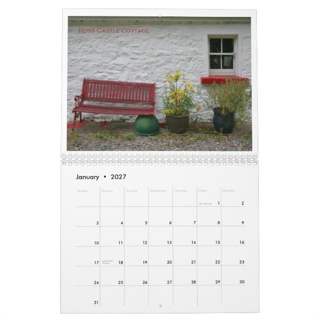 Calendário Memórias de Ireland (Jan 2027)