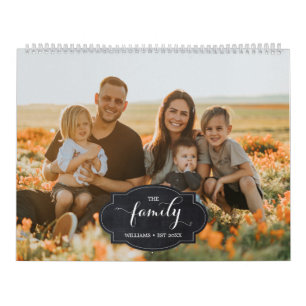 Calendário Memórias Modernas da Família de Script Personaliza