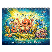 Calendário Mensal dos Músicos Divertidos do Oceano