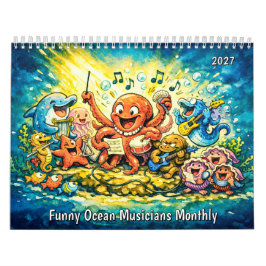 Calendário Mensal dos Músicos Divertidos do Oceano