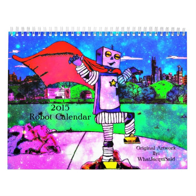 Calendário mensal dos robôs 2015 cómicos do estilo (Capa)