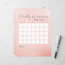 Calendário Mensal e Orçamento Rosa