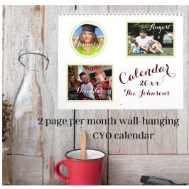 Calendário Mensal Personalizada de Foto da Família 20XX